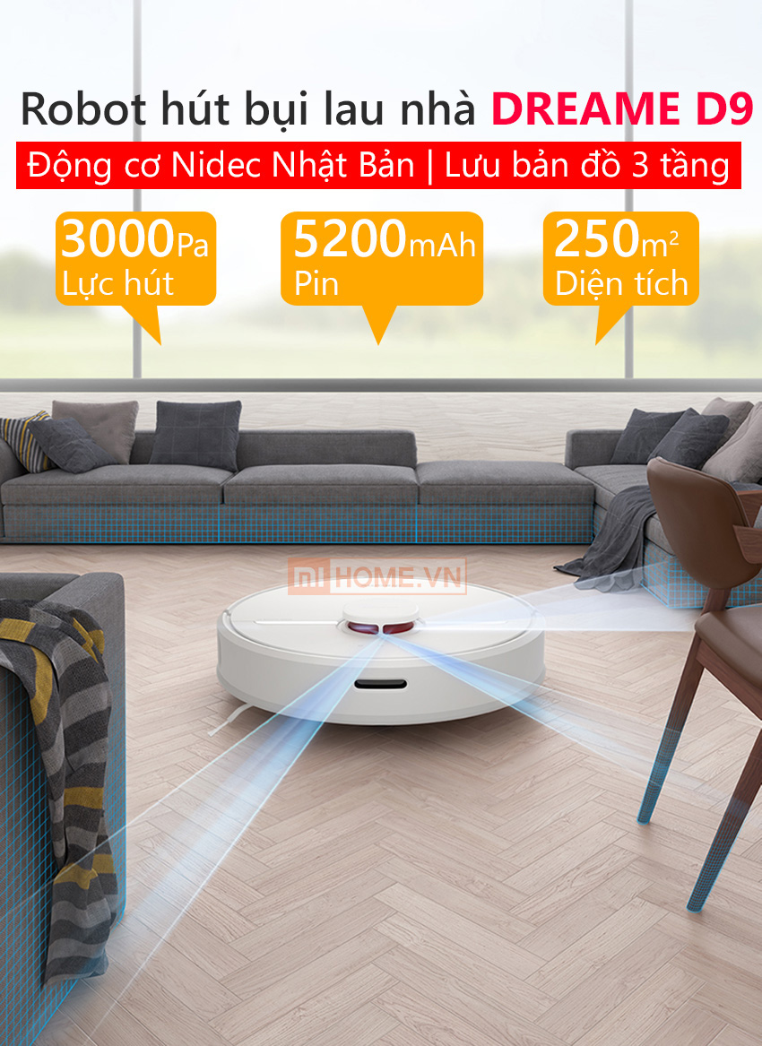 Robot hút bụi Xiaomi Dreame D9 Chính Hãng – Bản Quốc tế
